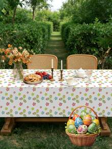 1/2pcs Easter Egg Tablecloth, Disposable Plastic Tablecloth, Waterproof And Oil-Proof, Protect Tabletop, Home Supplies - Multicolor - View 4