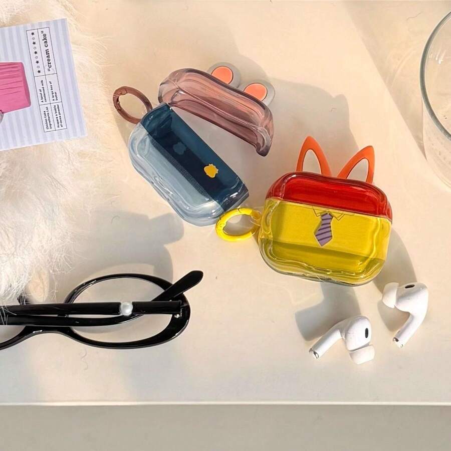 Cartoon Rabbit & Fox Design Soft Silicone Protective Case Compatible With Apple 3/4 & Pro 3 - Multicolor - View 1