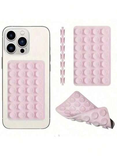 1pc Thick Silicone Double-Sided Suction Cup Phone Holder, Suitable For Phone Cases, Hands-Free Adhesive Phone Stand. Applicable To Various Devices, Party Essential, Best Gift For Valentine's Day, Christmas, Thanksgiving, Double-Sided Suction Cup Bathroom Phone Holder