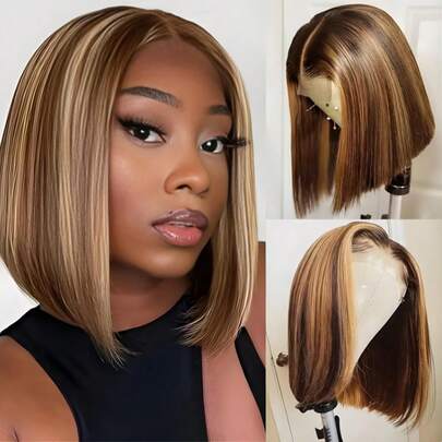 180% Natural Wig Highlight 13x4 Straight Lace Front Feels Like Real Hair Ultra-Breathable Sweat-Resistant Cap Adjustable Straps