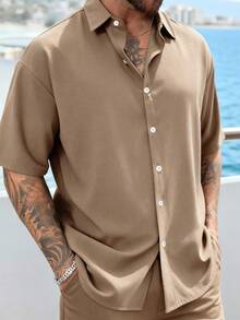 Áo thun nam ngắn tay GloMan 100% cotton, màu trơn, chất liệu mềm mại, co giãn nhẹ, thoáng khí, phù hợp cho phong cách đường phố, mặc hàng ngày, hẹn hò, tụ họp bạn bè và du lịch. Thiết kế unisex. Món quà tuyệt vời dành cho chồng vào dịp Giáng sinh và Năm mới, hoặc Ngày của Mẹ. - Màu Khaki - Xem 3