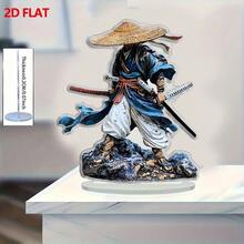 2D Flat Traditional Japanese Samurai Acrylic Desktop Decor, Model Figurine With Base, Vibrant Colors, Lightweight And Durable, Suitable For Home Office Decoration, Unique Holiday Gift, Art Decor, Includes Sturdy Stand, Festival Gift - Multicolor - View 6