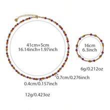 1 chiếc vòng cổ choker đá mã não đỏ nhiều màu, thiết kế độc đáo Dopamine thời trang đính hạt trang sức cổ & vòng tay - Vòng cổ - Xem 3