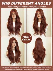 AKAKO Tóc giả dài 26 inch màu cam đỏ, kiểu gợn sóng, có mái rẽ, làm từ sợi tổng hợp chịu nhiệt chất lượng cao, kiểu tóc xoăn gợn sóng, tóc giả phong cách Gothic tuyệt đẹp dành cho phụ nữ dự tiệc Halloween, dạ hội hóa trang, lễ hội âm nhạc và lễ hội Carnival. - trái cam - Xem 5