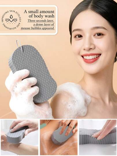 1 pieza Esponja de baño suave y elástica con textura de escamas de pez 3D, exfoliante suave para mujeres, exfoliante corporal profesional, accesorio de ducha