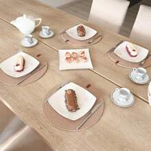 jjyuuego de 4 mante indidua redos ecos a mano con cor de algo trenzado para cocina y mesa de comedor diam 12.6 pulgadas doble cara reente al calor capucinoMesa de comedor - Capuchino - Ver 4