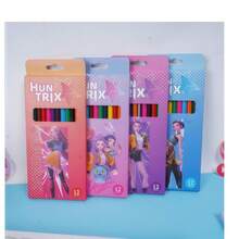 1 套 Kpop 动漫风格 2B 铅笔，12 支随机盒装，书写流畅，素描铅笔，适合学生、艺术家、学校和办公室使用（款式和包装随机） - A - 查看 3