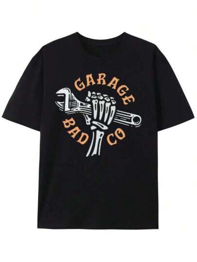 Skjortor för män Mönstrad rundhalsad T-shirt T-shirt Garage Bad Co. Graphic Tee - Djärv design, bekväm passform, vardagskläder året runt för gym, utomhus och fester - Perfekt present Lös passform, lämplig för dagliga sammankomster Herr Casual Print Rundhalsad T-shirt Herr Dam T-shirt Tryckt T-shirt