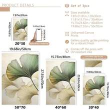 3件套，采用3D浮雕银杏叶设计，浅绿色和米色，适合装饰帆布墙画、时尚少女艺术、励志语录艺术、家居装饰、墙挂，适用于客厅、书房、餐厅和办公室。 - 彩色 - 查看 6