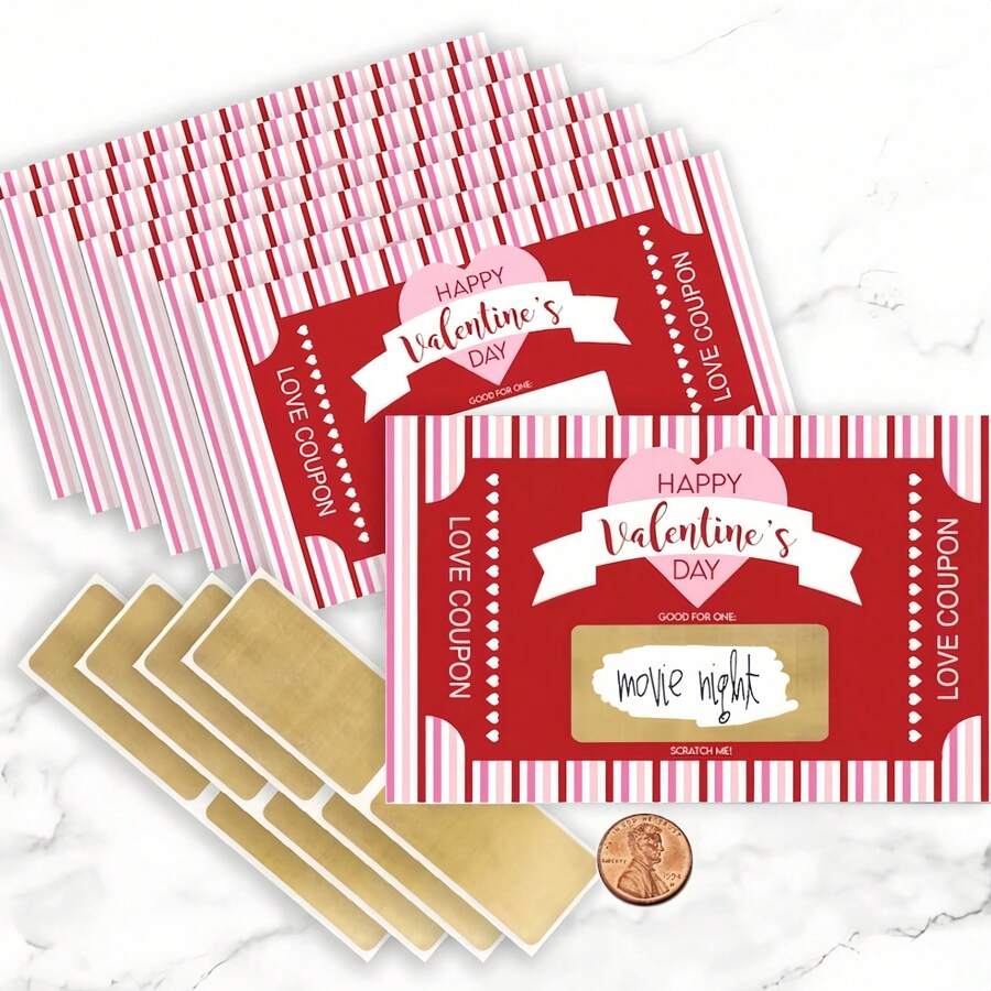 1 Thẻ Cào Cá Nhân Hóa - Viết Tay Lời Nhắn Riêng Tư, Quà Tặng Tương Tác Lãng Mạn Dành Cho Cặp Đôi, Thích Hợp Cho Ngày Valentine - Xem 1