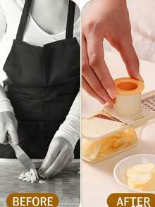 1 pieza Rallador de ajo práctico 3 en 1 con rebanador, recipiente mini picador, preparación de ensaladas de cocina, regalo de Año Nuevo - Multicolor - Ver 3