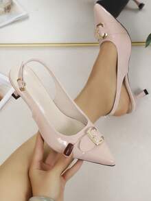 2026新款少女2.5英寸细高跟漆皮时尚派对凉鞋 - 粉色 - 查看 6