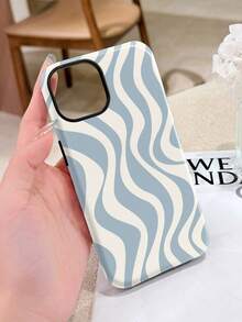 1件复古简约优雅水波纹亮面二合一贴膜硬壳手机壳，兼容三星/ 11/12/13/14/15/16/17 Pro Max - 彩色 - 查看 2