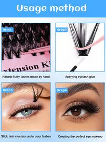 400簇假睫毛，0.07毫米粗，D卷度，俄式卷，30排，30D+40D+50D，长度10-16毫米混合，适合初学者，睫毛嫁接套装 - 可重复使用，自然款及角色扮演款3D假睫毛 - 藍色 - 查看 8