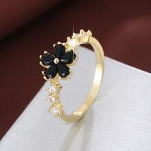 1pc Fashion Flower Design Cubic Zirconia Inlaid Women's Ring - Multicolor - View 19