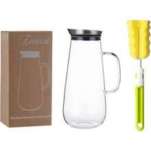 1.5 Liter 50oz/1500ml Glass Pitcher With Lid, Easy Clean Heat Resistant Glass Water Carafe With Handle For Hot/Cold Beverages - Water, Cold Brew, Iced Tea & Juice, With 1 Long-Handled Brush Included - Default - View 7
