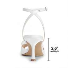 Women Kitten Hee Wedding Heeled Sandals Ankle Strap Square Open Toe Heeled Sandals Flower Dress Shoes For Spring Wedding Party Prom Wearing - 白緞 - 查看 6