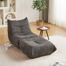 Chenille Togo Sofa With Footrest, Floor Lounge Chair, Armless Accent Chair, Beanbag Sofa, Togo-Style Fireplace Lounge Chair With Memory Foam, Comfortable Floor Sofa For Living Room, Bedroom, Gaming And Office - Gray - View 1