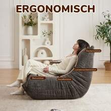 Chenille Togo Sofa With Footrest, Floor Lounge Chair, Armless Accent Chair, Beanbag Sofa, Togo-Style Fireplace Lounge Chair With Memory Foam, Comfortable Floor Sofa For Living Room, Bedroom, Gaming And Office - Gray - View 5