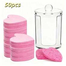 Compressed Cellulose Heart Shape Facial Sponges Natural Cosmetic Spa Sponges Reusable For Facial Cleansing Exfoliating - Coral Pink - View 20