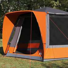 vidaXL Campingzelt Hütte Grau Und Orange 420 X 420 X 227 Cm Polyester - A - View 3