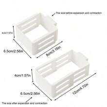 2pcs Non-Food Contact Fridge Expandable Small Hanging Boxes, Adjustable Clip-On Refrigerator Side Door Storage Organizer - أبيض - مشاهدة 6