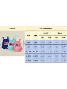Newborn Baby Girl Knit Romper 4th Of July Flag Sleeveless Jumpsuit For Newborn Toddler Cute Independence Day Clothes - 藍色 - 查看 11
