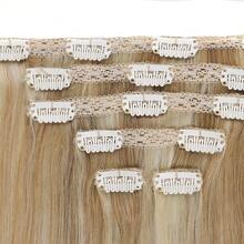 6片装24英寸渐变蜂蜜金夹式接发片 - 浓密自然柔软合成纤维双层缝制发片，女士适用 - S1/22 - 查看 6