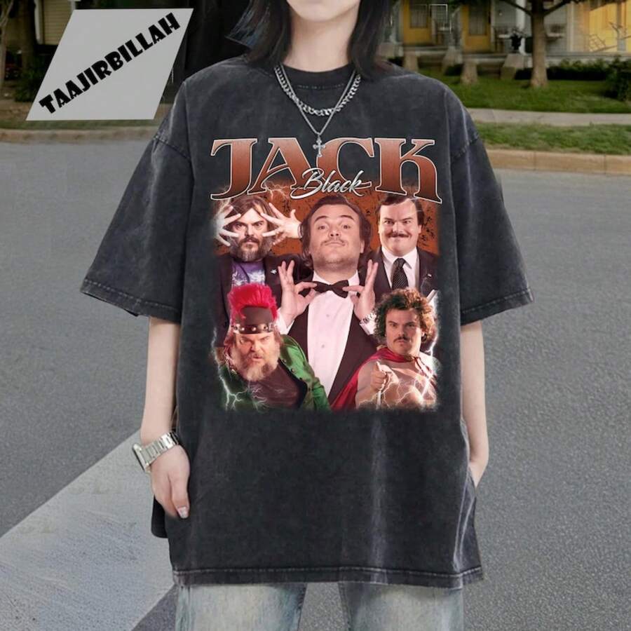Vintage Jack Black T-Shirt, School of R1OCk, UniS1ex C1omfort Colors T1EEFor woman shirt - Negro - Ver 1