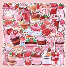 50-częściowe różowe naklejki deserowe w stylu INS – wodoodporne naklejki dekoracyjne na laptopy, bagaż, etui na telefony i konta ręczne - 50 SZTUK - Zobacz 1