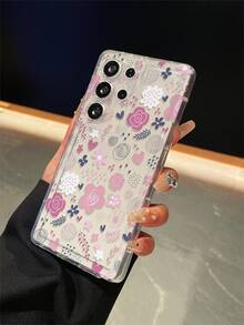 1个花卉爱心图案，带气囊透明防摔手机保护壳，TPU材质，适合作为节日礼物，男女通用，适用于各种手机 - 無色 - 查看 6
