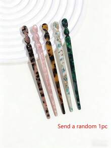 1/5pcs Women Marble Acrylic Hair Clips, 7-Inch Vintage Leopard Print Hair Sticks, Suitable For Thick & Thin Hair, Bohemian Style For Wedding, Party, Valentine's Day, Birthday Gift, Elegant Tortoiseshell Hair Forks, Suitable For Chinese Clothing & Daily Hairstyles, Spring/Summer Hair Accessories - Multicolor - View 9