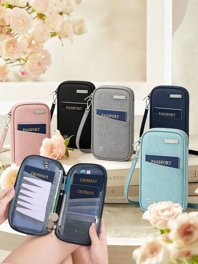 旅行用挂式护照夹拉链大容量文件袋