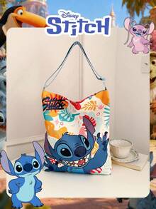 Disney Authorized Stitch Pattern Handbag, Cute Oversized Stitch Shoulder Bag, Cartoon Print Casual Tote Bag, Adjustable Strap, Lightweight Handbag, Suitable For Women/Girls Shopping/Daily Use/Fashion Accessory/Ramadan - Multicolor - View 13
