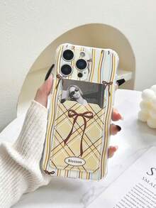 Striped Bow Tie Painted Transparent Card Holder Silicone Soft Full Coverage Painted Anti-Drop Phone Case Compatible With IPhone, Galaxy, , Redmi - Multicolor - View 6