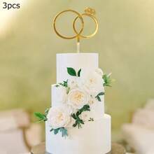 Bộ 28 món trang trí bánh bằng acrylic màu vàng, bao gồm các chữ cái từ A-Z và hình chiếc nhẫn, thích hợp cho đám cưới, tiệc đính hôn và trang trí bánh. - Nhiều màu - Xem 18