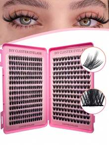 384 Pieces/28 Rows Of Cartoon Style False Eyelash Clusters, D-Shaped Curl, Anime Style False Eyelash Clusters, Natural Makeup False Eyelashes, Fairy Style False Eyelash Clusters, Suitable For Beginners, Easy To Carry, Reusable, Lash Glue, Lashes, Eyelash Glue - Black - View 6