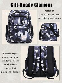 Fashion Color-Blocking Backpack For Women, Casual Large Capacity Knapsack, Fashion Simple College Student School Bag, Casual Daypack, Waterproof Bookbag, Travel Backpack Suitable For Daily, School And Outing Use, Travel Essentials, School Supplies, Travel Accessories - Nhiều màu - Xem 10