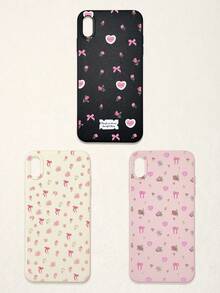 Bow-Knot 3pcs Floral & Bow Print Phone Cases, Sweet Romantic Cute Style, Compatible With IPhone 11, 17 Pro Max, 17 Pro, 15, 13 Pro Max, Galaxy, S24 Ultra, S25 Ultra - Multicolor - View 29