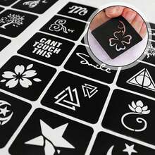 20 Sheets Reusable Temporary Henna Tattoo Stencils Kit, 622+Pcs, For Face & Body Paint DIY, Classic/Traditional/Modern Style - 彩色 - 查看 5