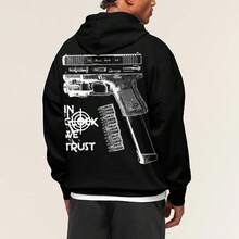 In  We Trust Graphic T Shirt Hoodie Sweatshirt Unisex Double Sided Print Tee 2nd Amendment Rights Gun Lover Gift Pure Cotton Black Pullover Fashion Hooded Top Mens Clothes Streetwear - màu đen - Xem 1