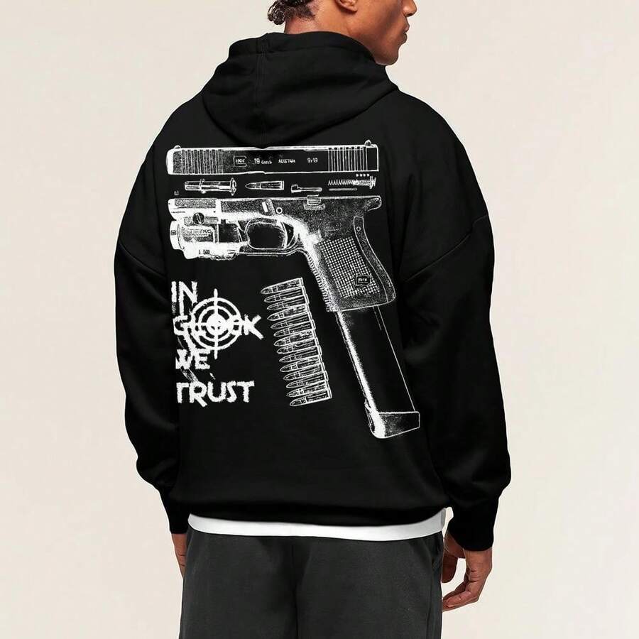 In  We Trust Graphic T Shirt Hoodie Sweatshirt Unisex Double Sided Print Tee 2nd Amendment Rights Gun Lover Gift Pure Cotton Black Pullover Fashion Hooded Top Mens Clothes Streetwear - màu đen - Xem 1