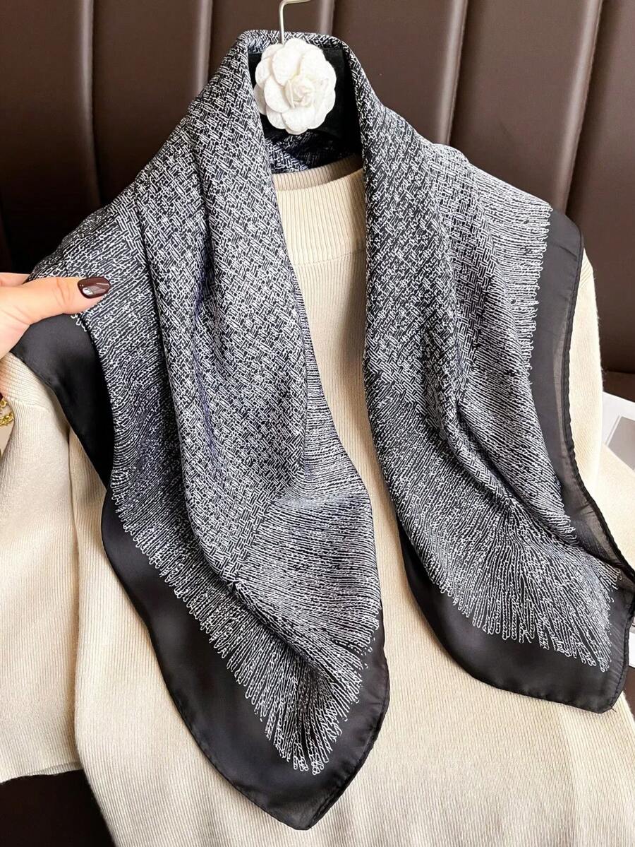 1pc Women's Casual Fashion Bandana Scarf, Geometric All-Over Print, 70cm Square Headscarf - Multicolor - View 1