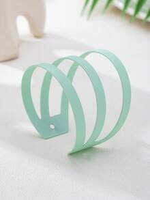 1 chiếc vòng tay bản rộng đa năng, họa tiết sọc rỗng, tối giản, nhiều màu sắc. - Màu xanh nhạt - Xem 4