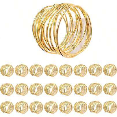 Gold Napkin Rings - 6 PCS Metal Napkin RingsTwisted Wire Napkin Holders Buckles Family Dinner, Wedding, Party, Table Decorations