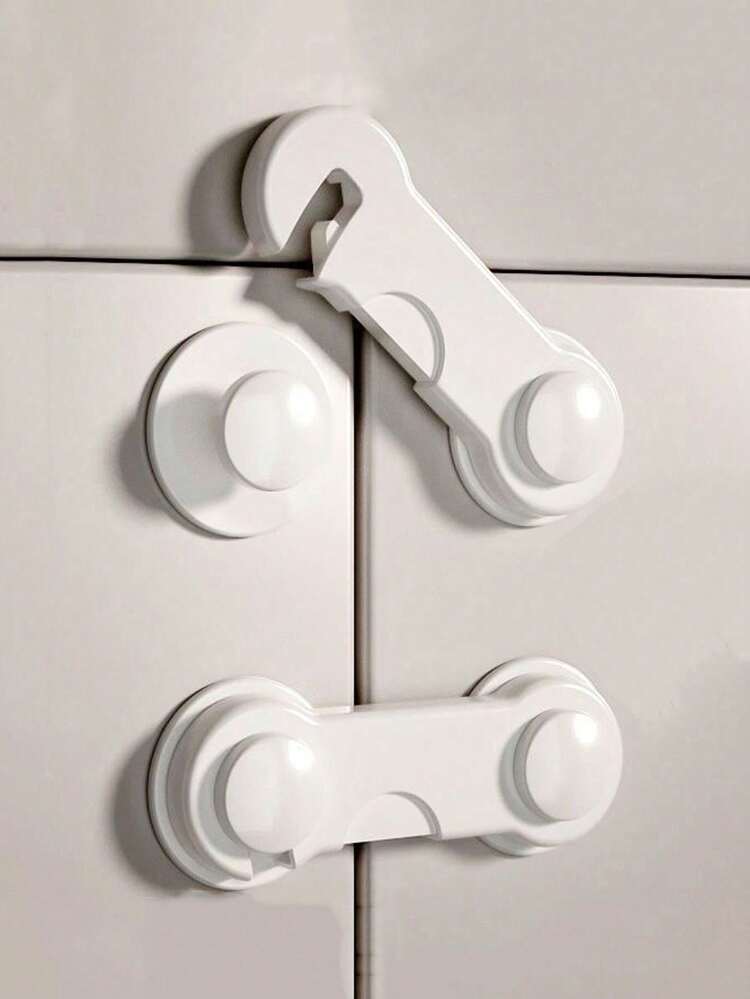 2 piezas Cerradura anti-pellizco multifuncional, protector anti-apertura para cajones de refrigerador, protector de cerradura de gabinete de refrigerador, cerradura para ventana, armario, gabinete, fácil de instalar sin necesidad de perforar en gabinetes y puertas, diseño anti-pellizco, material de plástico duradero - Negro - Añade 14