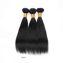Set de 1 pieza/3 piezas de extensiones de cabello humano virgen brasileño liso, color natural, 8-30 pulgadas - Negro - Ver 45