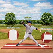 Tapete de Lanzamiento para Softbol Profesional 3x1 m - Césped Antideslizante y Resistente, con Base de Goma para Entrenamiento Interior/Exterior - Rojo - Ver 3