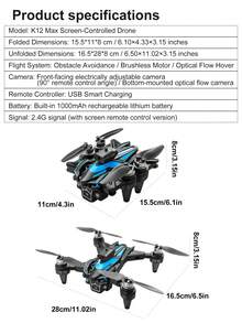 TOKQI 2026新款四轴飞行器无人机，配备人性化FPV大屏遥控器、光流悬停、无刷电机、三摄像头系统、智能避障功能，是初学者和青少年理想的节日礼物。 - 彩色 - 查看 12