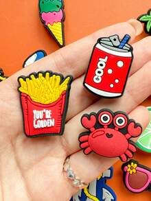 15 pièces/set Série d'été Décorations de chaussures et de sacs en PVC durables et détachables, motifs de dessins animés créatifs. Convient pour les breloques de chaussures, les bracelets, les serre-poignets, les cadeaux de fête et d'anniversaire, les accessoires d'emballage. Amusant et charmant, pièces durables, idéal pour les cadeaux de Noël, d'anniversaire et de fêtes. - Turquoise - Voir 10